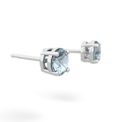 Aquamarine 5Mm Round Stud 14K White Gold earrings E1785