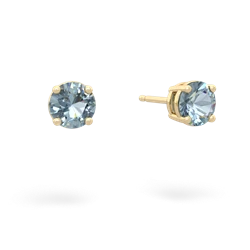 Aquamarine 5Mm Round Stud 14K Yellow Gold earrings E1785