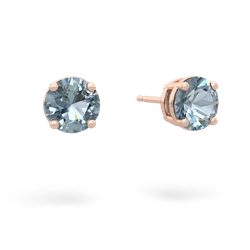 Aquamarine 6Mm Round Stud 14K Rose Gold earrings E1786