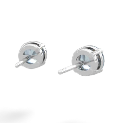 Aquamarine 6Mm Round Stud 14K White Gold earrings E1786