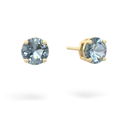 Aquamarine 6Mm Round Stud 14K Yellow Gold earrings E1786