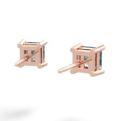 Aquamarine 5Mm Princess Cut Stud 14K Rose Gold earrings E1789