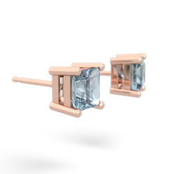 Aquamarine 5Mm Princess Cut Stud 14K Rose Gold earrings E1789