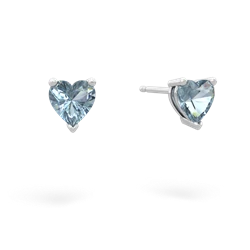 Aquamarine 5Mm Heart Stud 14K White Gold earrings E1861