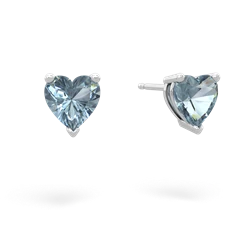 Aquamarine 6Mm Heart Stud 14K White Gold earrings E1862