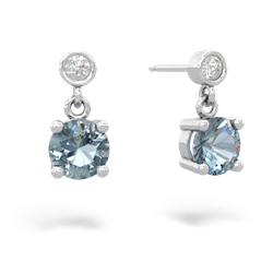 Aquamarine Diamond Drop 6Mm Round 14K White Gold earrings E1986