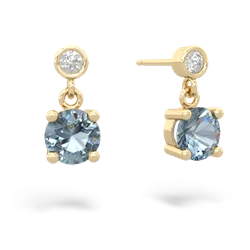 Aquamarine Diamond Drop 6Mm Round 14K Yellow Gold earrings E1986