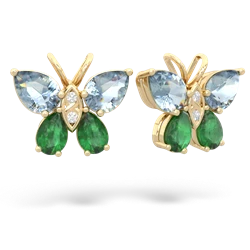 Aquamarine Butterfly 14K Yellow Gold earrings E2215