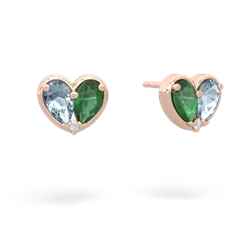 Aquamarine 'Our Heart' 14K Rose Gold earrings E5072