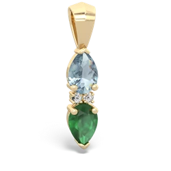 Aquamarine Bowtie Drop 14K Yellow Gold pendant P0865
