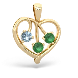 Aquamarine Glowing Heart 14K Yellow Gold pendant P2233