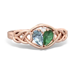 Aquamarine Celtic Love Knot 14K Rose Gold ring R5420