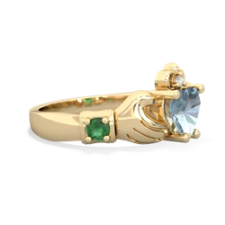 Aquamarine Claddagh Keepsake 14K Yellow Gold ring R5245