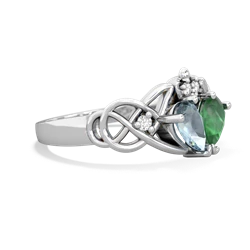 Aquamarine 'One Heart' Celtic Knot Claddagh 14K White Gold ring R5322