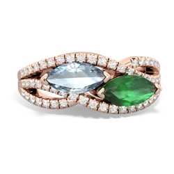 Aquamarine Diamond Rivers 14K Rose Gold ring R3070