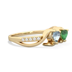 Aquamarine Side By Side 14K Yellow Gold ring R3090