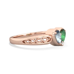 Aquamarine Filligree 'One Heart' 14K Rose Gold ring R5070