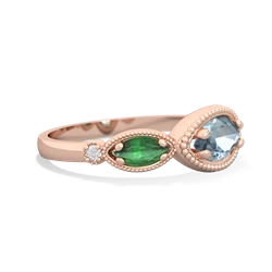 Aquamarine Milgrain Marquise 14K Rose Gold ring R5700