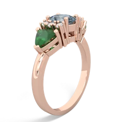 Aquamarine Antique Style Three Stone 14K Rose Gold ring R2186