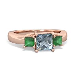 Aquamarine Three Stone Trellis 14K Rose Gold ring R4015