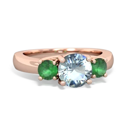 Aquamarine Three Stone Round Trellis 14K Rose Gold ring R4018