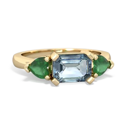 Aquamarine Three Stone 14K Yellow Gold ring R5235