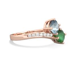 Aquamarine Channel Set Two Stone 14K Rose Gold ring R5303