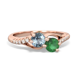 Aquamarine Infinity Pave Two Stone 14K Rose Gold ring R5285