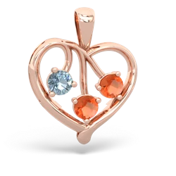 Aquamarine Glowing Heart 14K Rose Gold pendant P2233