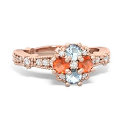 Aquamarine Sparkling Tiara Cluster 14K Rose Gold ring R26293RD