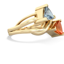 Aquamarine Split Band Swirl 14K Yellow Gold ring R2341