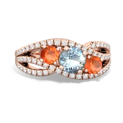 Aquamarine Three Stone Aurora 14K Rose Gold ring R3080