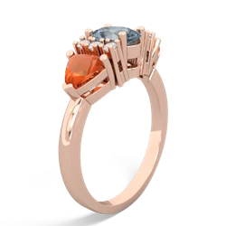 Aquamarine Antique Style Three Stone 14K Rose Gold ring R2186