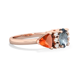 Aquamarine Antique Style Three Stone 14K Rose Gold ring R2186