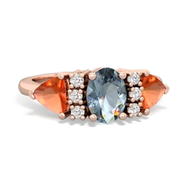 Aquamarine Antique Style Three Stone 14K Rose Gold ring R2186