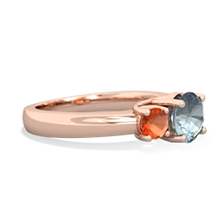 Aquamarine Three Stone Round Trellis 14K Rose Gold ring R4018