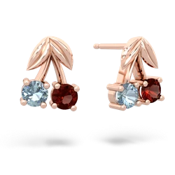 Aquamarine Sweet Cherries 14K Rose Gold earrings E7001