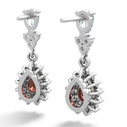 Aquamarine Halo Pear Dangle 14K White Gold earrings E1882