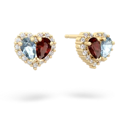 Aquamarine Halo 14K Yellow Gold earrings E7008