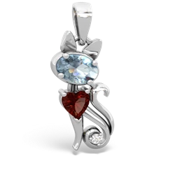 Aquamarine Kitten 14K White Gold pendant P5780