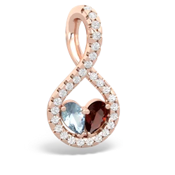 Aquamarine Pave Twist 'One Heart' 14K Rose Gold pendant P5360