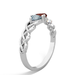 Aquamarine Heart To Heart Braid 14K White Gold ring R5870