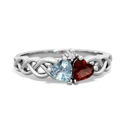 Aquamarine Heart To Heart Braid 14K White Gold ring R5870