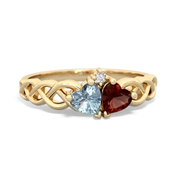 Aquamarine Heart To Heart Braid 14K Yellow Gold ring R5870