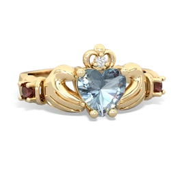 Aquamarine Claddagh Keepsake 14K Yellow Gold ring R5245