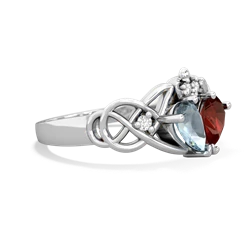 Aquamarine 'One Heart' Celtic Knot Claddagh 14K White Gold ring R5322