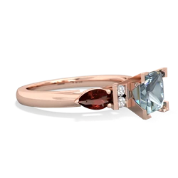 Aquamarine 6Mm Princess Eternal Embrace Engagement 14K Rose Gold ring C2002