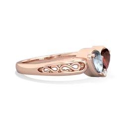 Aquamarine Filligree 'One Heart' 14K Rose Gold ring R5070