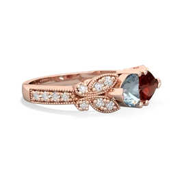 Aquamarine Diamond Butterflies 14K Rose Gold ring R5601