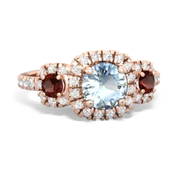 Aquamarine Regal Halo 14K Rose Gold ring R5350